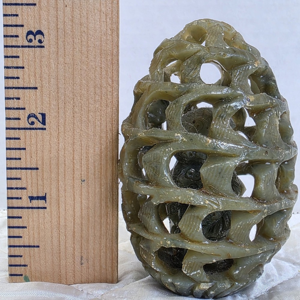 Carved Soapstone Egg With Owl Inside Excellent, Nice Size And Well Made - Picture 6 of 6
